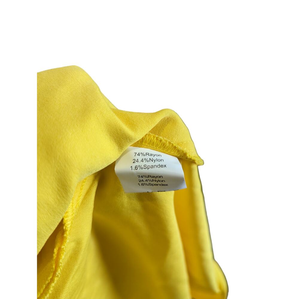 New Yellow Scallop Neckline Short Sleeve Dress Size L - Picture 9 of 9